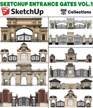 SK040 – SKETCHUP ENTRANCE GATES VOL.1