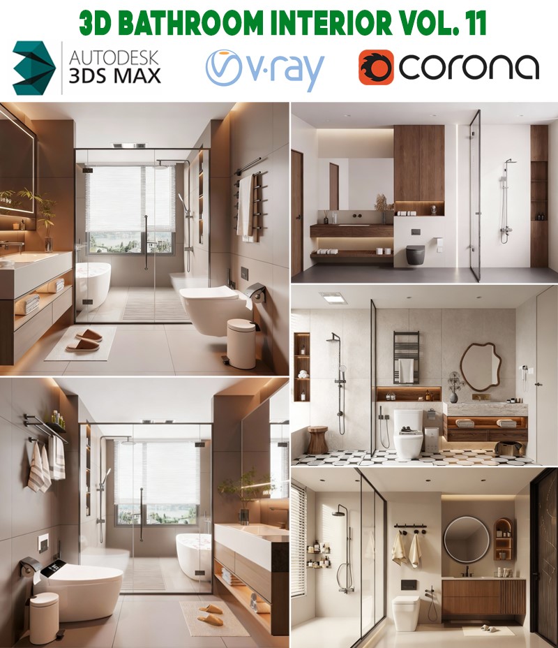 vintage bathroom interior 3ds max