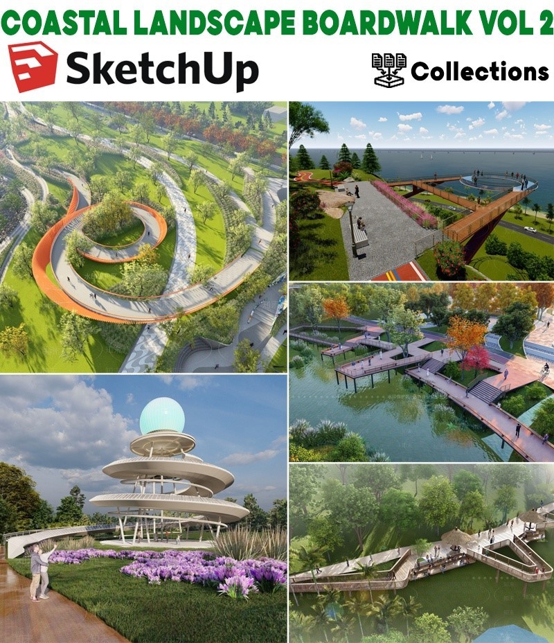 coastal boardwalk sketchup, beach boardwalk sketchup model, seaside promenade sketchup, coastal walkway sketchup model,coastal boardwalk, beach boardwalk, seaside promenade, waterfront walkway