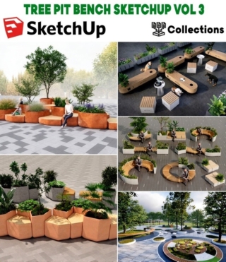 SK0143 – TREE PIT BENCH SKETCHUP MODELS VOL.3