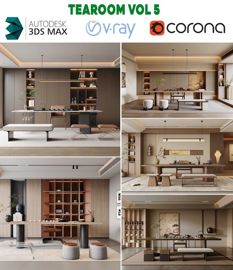 zen tea room 3d model minimalist japanese interior