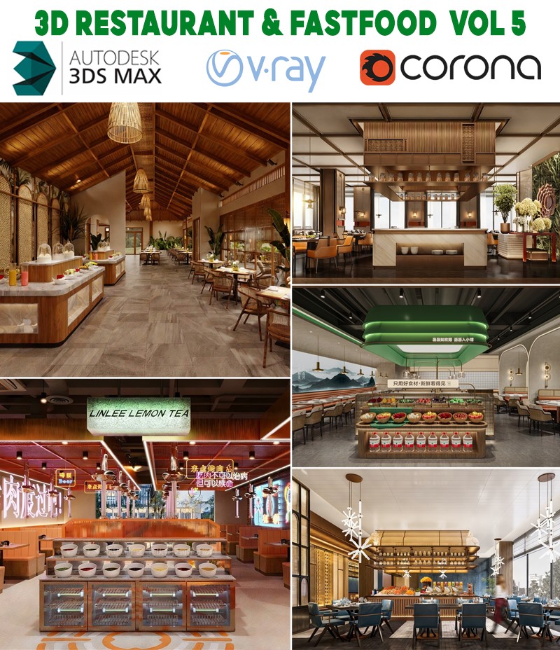 buffet restaurant interior 3d fast food design