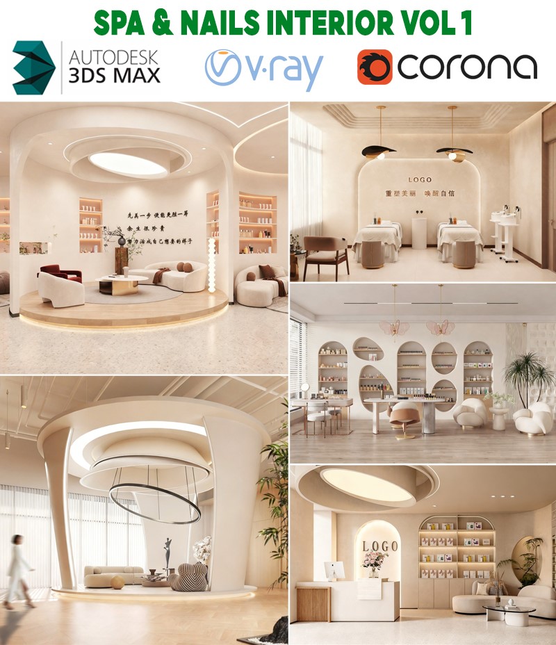 modern spa and nail salon interior 3d beauty design