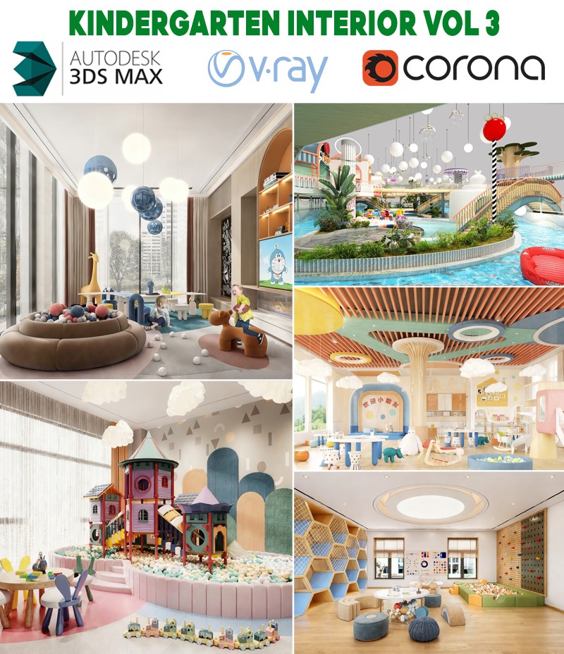 modern kindergarten classroom interior 3d preschool school design