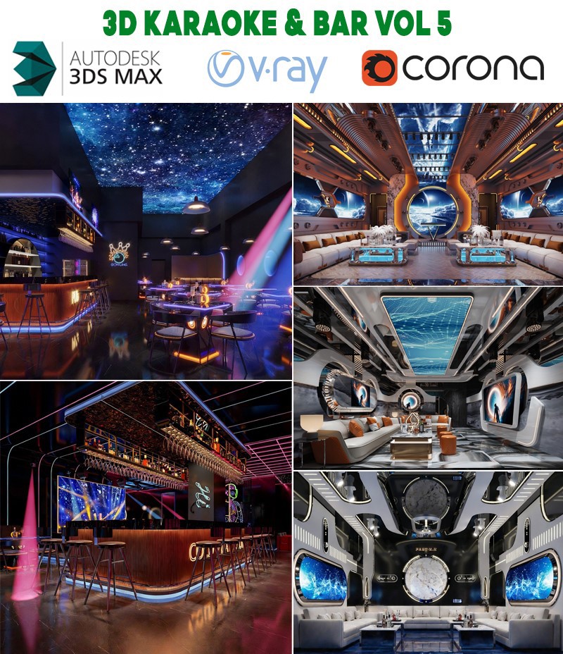 modern karaoke room and bar interior nightclub lounge 3d