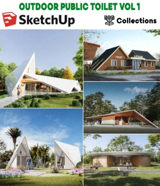 SK0157 – OUTDOOR PUBLIC TOILET SKETCHUP VOL.1