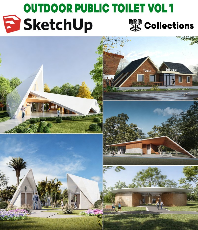 outdoor public toilet sketchup, modern public restroom sketchup, outdoor toilet architecture sketchup, park restroom sketchup render, public facility sketchup exterior, landscape toilet sketchup design, minimalist public toilet sketchup, tropical restroom sketchup, exterior public restroom sketchup, architectural toilet sketchup scene