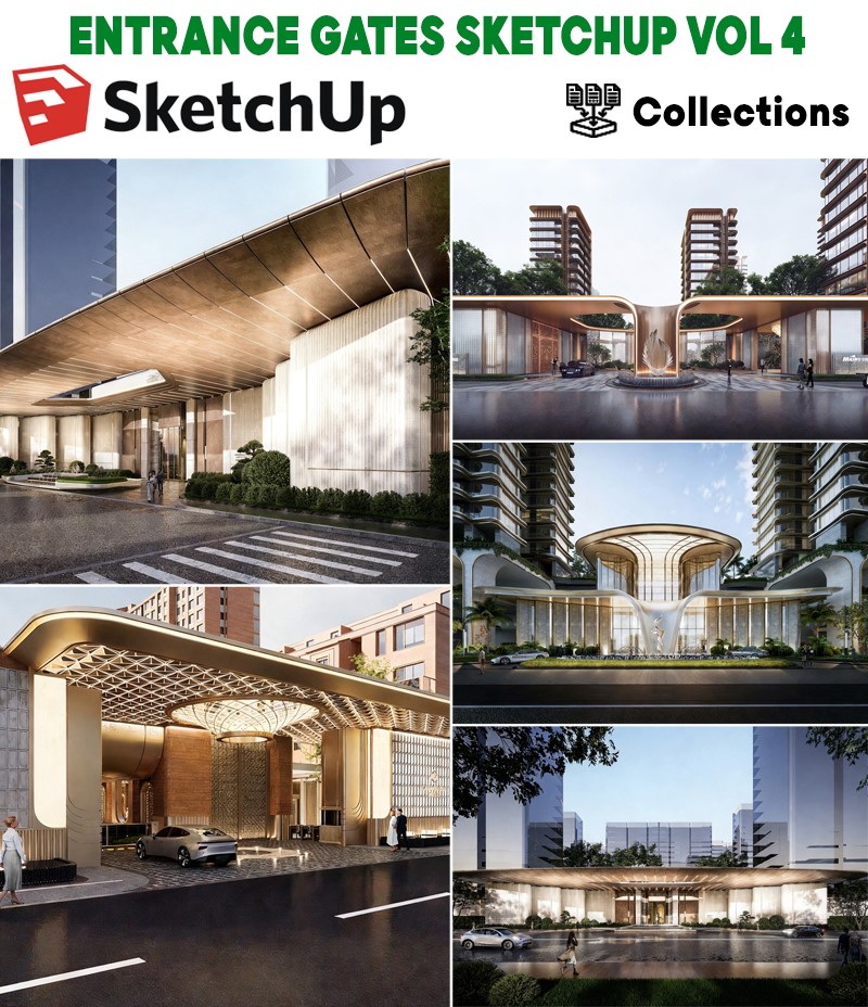entrance gates sketchup , modern office entrance sketchup, hotel entrance sketchup exterior, apartment entrance sketchup render, commercial building entrance sketchup, modern facade entrance sketchup, entrance canopy sketchup, hospitality exterior sketchup, architectural entrance sketchup scene, exterior entrance sketchup model