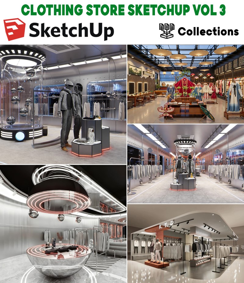 clothing store sketchup vol 3, modern fashion store sketchup, retail interior sketchup, fashion boutique sketchup render, clothing shop interior sketchup, apparel store sketchup design, commercial retail sketchup scene, fashion showroom sketchup, modern boutique interior sketchup, retail store render sketchup