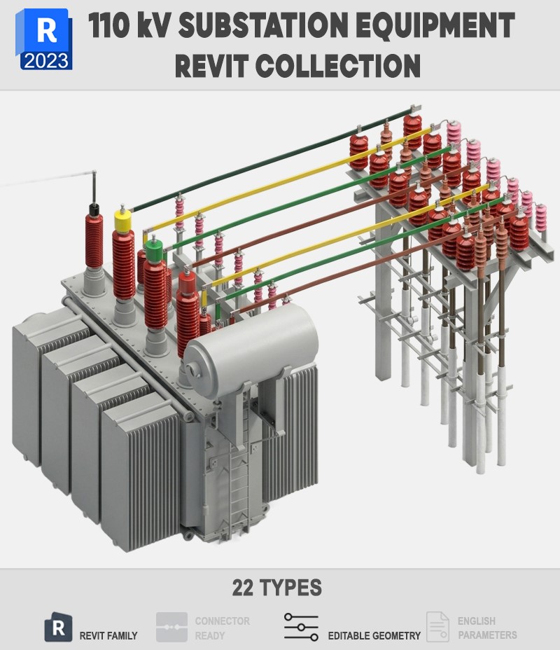 110kV Substation, Substation Equipment, Substation Bay, Bay Equipment, Switchyard Equipment, High Voltage Substation, Electrical Substation, Power Substation, Electrical BIM, Electrical Revit, Power Distribution, Transmission Line, High Voltage Equipment, Substation BIM, Electrical Engineering, Revit Family, Revit MEP, BIM Library, Autodesk Revit, Electrical Equipment