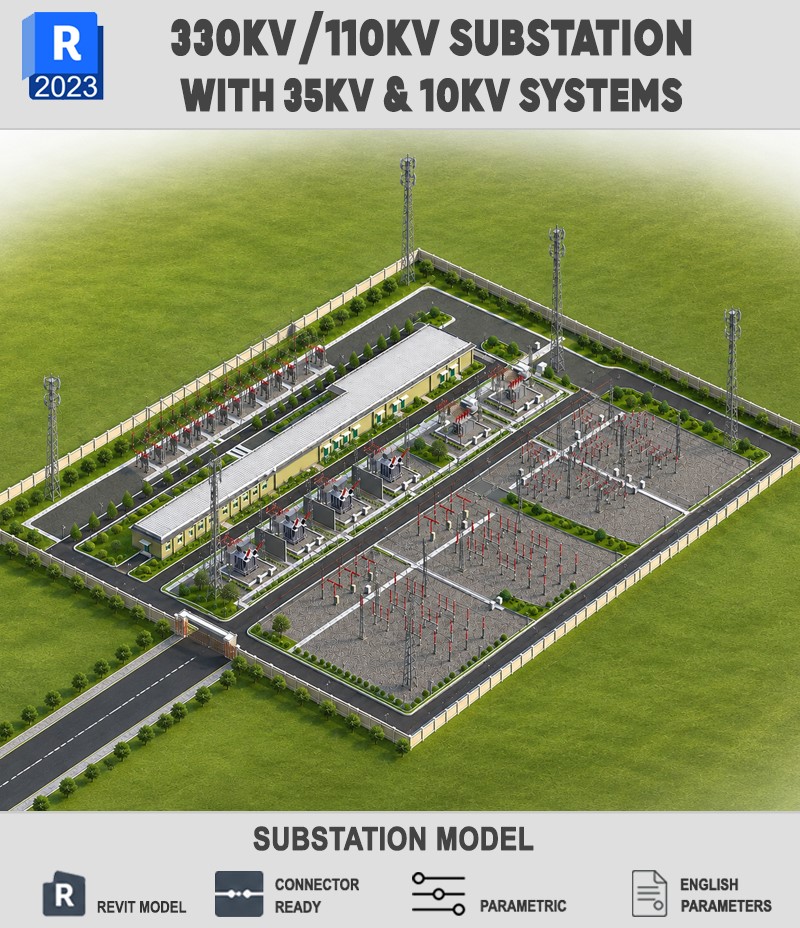330kV/110kV Substation Revit Model – 35kV & 10kV Systems