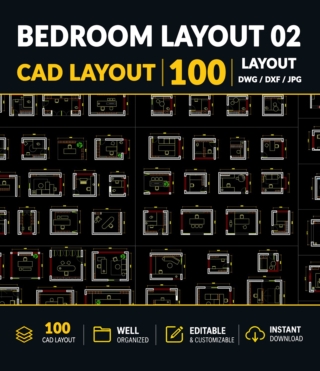 AC014 – 100 LUXURY BEDROOM LAYOUTS VOL.2 – DWG / DXF