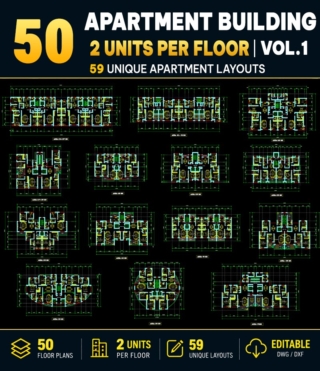 50 UNIQUE APARTMENT BUILDING FLOOR PLANS -VOL.1
