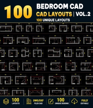 AC014 – 100 LUXURY BEDROOM LAYOUTS VOL.2 – DWG / DXF